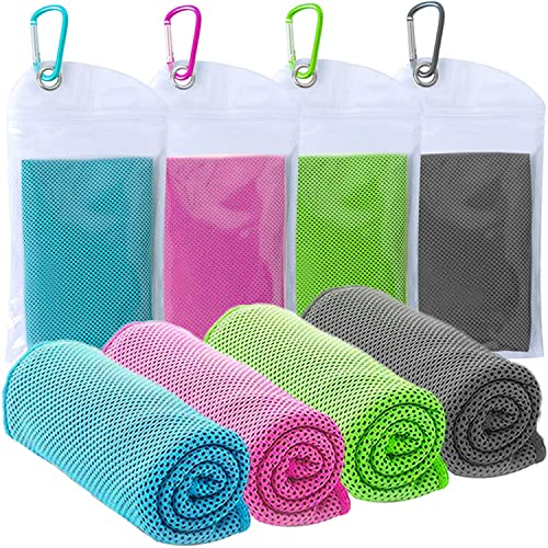 SZELAM Kühlendes Handtuch,EIS-Handtuch,4 Packungen weiches, atmungsaktives,kühles Handtuch,Mikrofaser-Handtuch für Yoga, Fitnessstudio,Training,Sport,Fitness,Laufen,Camping,Wandern(40