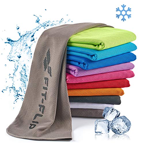 Fit-Flip Kühlendes Handtuch - als Cooling Towel und mikrofaser Kühltuch - kühlendes Sporthandtuch - Airflip Towel für Fitness und Sport - Ice Towel Kühlhandtuch (grau, 120x35cm)