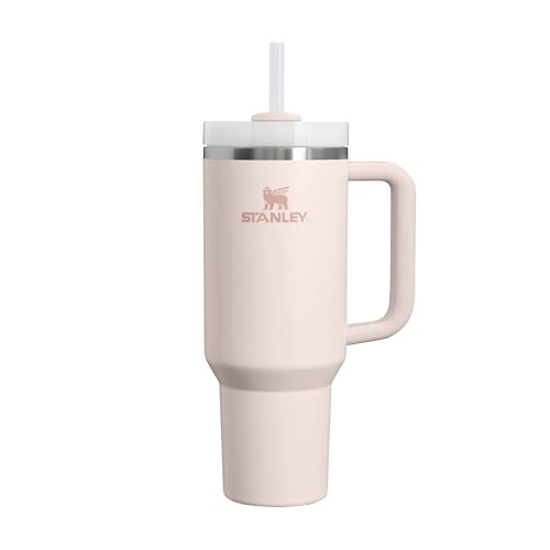 STANLEY Quencher H2.0 Flowstate Trinkflasche Mit Strohhalm 1.2L - Thermobecher Kühlt 11 Stunden - 48 Stunden Eisgekühlt - Spülmaschinenfest - Thermosflasche BPA Frei - Edelstahl Trinkbecher - Rose