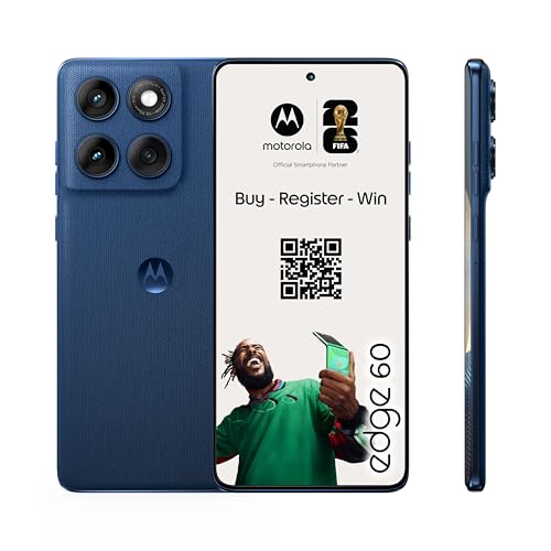 Motorola Edge 60 Smartphone (Robustes 6,67“-pOLED-Display mit Gorilla Glass 7i, 50-MP-Moto-AI-Kamera, 12/512 GB, 5100 mAh, widerstandsfähig, wassergeschützt) Pantone Gibraltar Sea inkl. Handyhalter