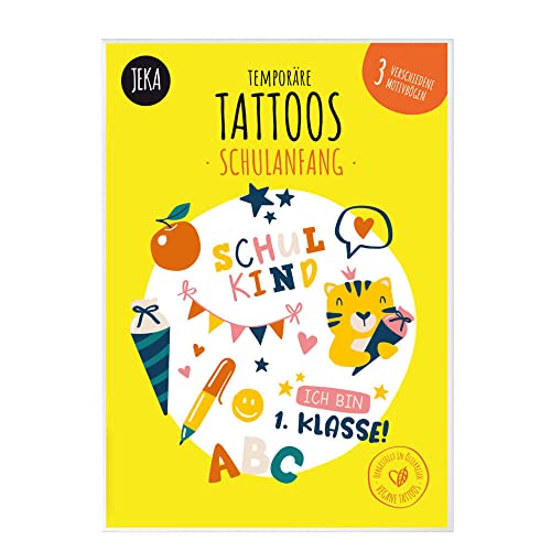Kindertattoo Schulanfang, 3 Bögen Tattoo-Kinder, Geschenkidee Schultüte, Geschenke Schuleinführung, Kinder-Tattoo Mitgebsel, Aufkleber Schultüte, Mal Mich Bunt