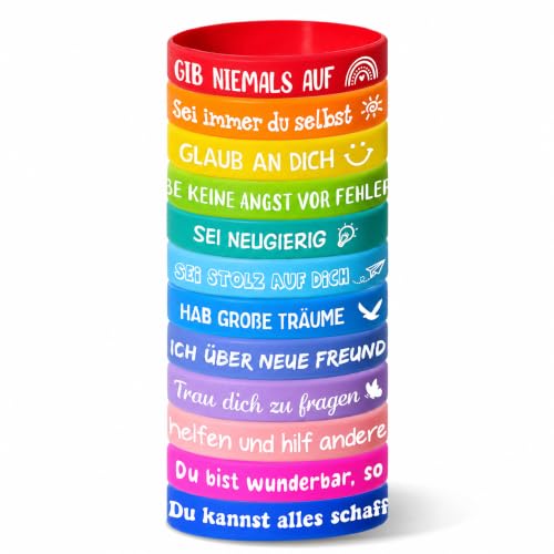 LVZONGXIN Motivationsarmbänder Kinder auf Deutsch, 24 Stück, 18 cm