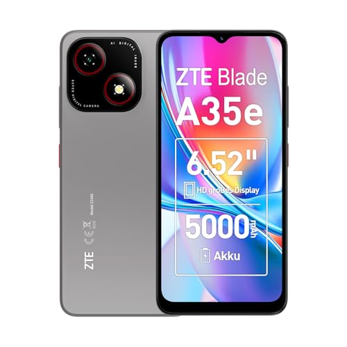 ZTE Blade A35e, Android-Handy,Smartphone ohne Vertrag: 2GB+64GB Speicher, Silvery Gray, 5000 mAh Batterie & 6.52