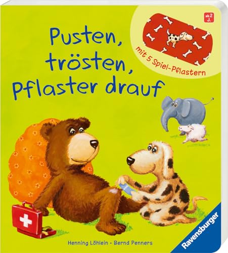 Pusten, trösten, Pflaster drauf! - Stickerbuch ab 2 Jahre, mit 5 bunten Pflastern zum Spielen